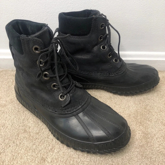 Sorel Cheyanne Black Leather Lace-up Waterproof Duck Boot Size 6.5 - Picture 6 of 12